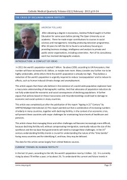 Catholic Medical Quarterly Volume 61(3) August 2011