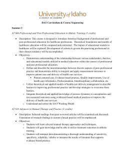 DAT Curriculum and Course Sequencing