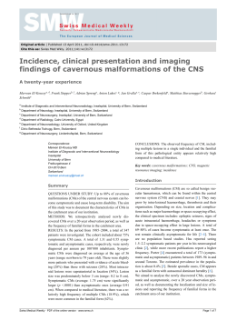 Incidence, clinical presentation and imaging findings of cavernous