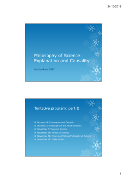 Philosophy of Science: Explanation and Causality