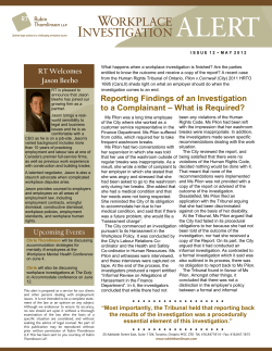 Reporting Findings of an Investigation to a Complainant