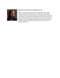 Abigail Cook, Asia Pacific Account Manager, kCura LLC Abigail is a