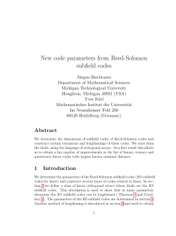 New code parameters from Reed
