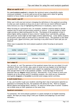 Tips and ideas for using the word analysis quadrant What