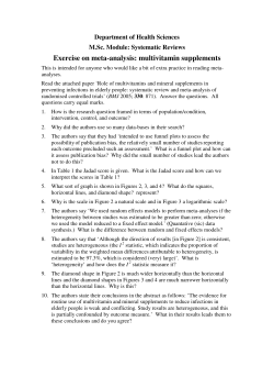 multivitamin supplements - User Web Areas at the University of York