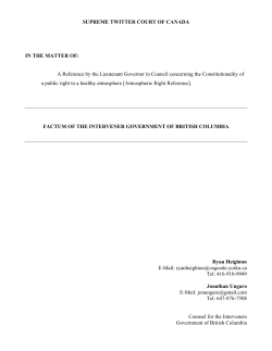 Factum (summary of argument) of the Province of British Columbia