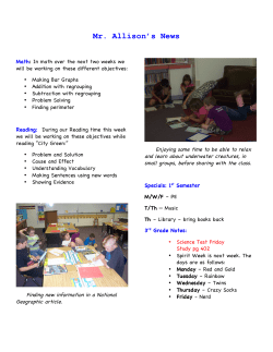 Mr. Allison`s 3rd Grade Newsletter