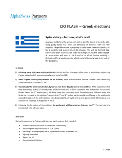 CIO FLASH &ndash; Greek elections