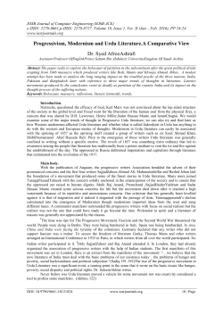 Progressivism, Modernism and Urdu Literature.A Comparative View