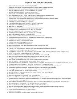 Chapter 16: WWI 1914