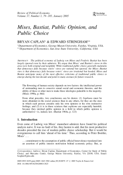 Mises, Bastiat, Public Opinion, and Public Choice