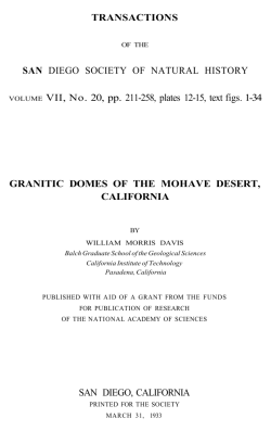 TRANSACTIONS SAN DIEGO SOCIETY OF NATURAL