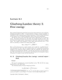 Ginzburg-Landau theory I: Free energy