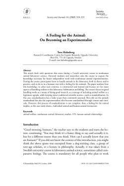 A Feeling for the Animal - Animals and Society Institute