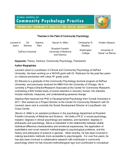 Keywords: Theory, Science, Community Psychology, Framework