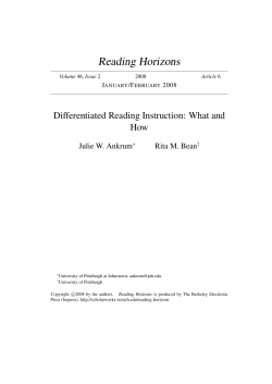 Differentiated Reading Instruction: What and How