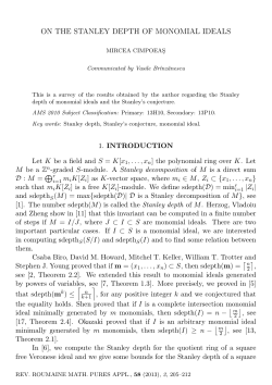 ON THE STANLEY DEPTH OF MONOMIAL IDEALS
