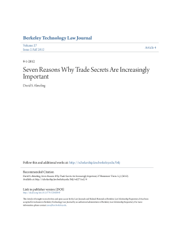 Seven Reasons Why Trade Secrets Are Increasingly Important