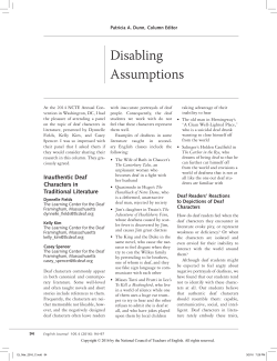 Disabling Assumptions: Inauthentic Deaf Characters in Traditional