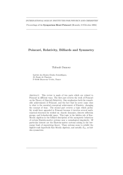 Poincar&eacute;, Relativity, Billiards and Symmetry