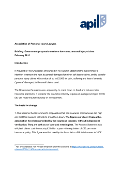 Government proposals to reform low value personal injury claims