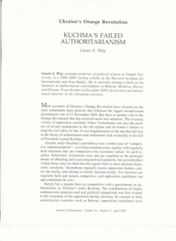 KUCHMA`S FAILED AUTHORITARIANISM