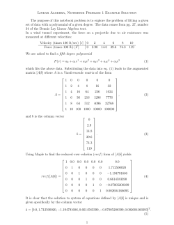 Linear Algebra, Notebook Problem 1 Example Solution The purpose
