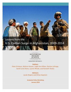 US Civilian Surge in Afghanistan, 2009-‐2014