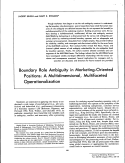 Boundary Role Ambiguity in Marketing-Oriented Positions