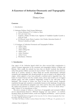 A Gazetteer of Arthurian Onomastic and Topographic