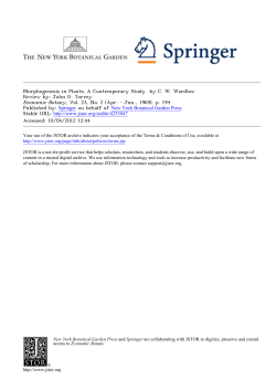 Morphogenesis in Plants. A Contemporary Study