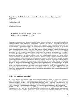 1 Hypothetical Dark Matter/Axion rockets