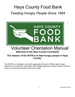 Hays County Food Bank Volunteer Orientation Manual
