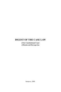 digest of the case law - Ustavni sud Bosne i Hercegovine