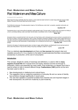 Post Modernism and Mass Culture