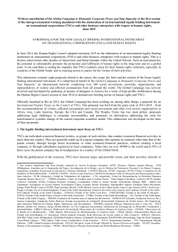 8 proposals for the binding treaty for transnational corporations