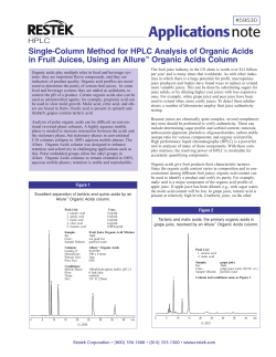 Single-Column Method for HPLC Analysis of Organic Acids