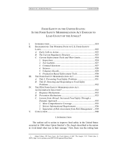 food safety in the united states - The University of Alabama | School