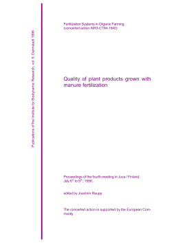 Quality of plant products grown with manure fertilization