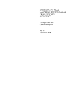 STRONG STATE, WEAK MANAGERS - Centre for Business Research
