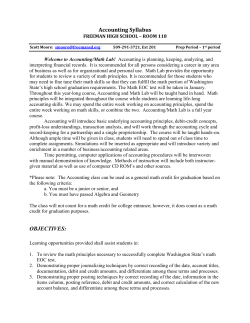 Accounting Syllabus OBJECTIVES