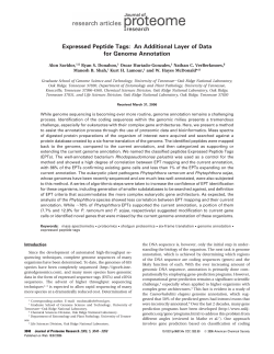 Expressed Peptide Tags: An Additional Layer of Data for Genome