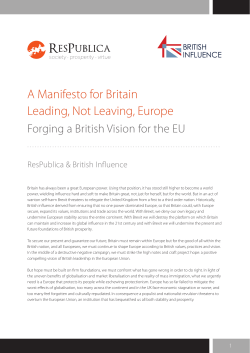 A Manifesto for Britain Leading, Not Leaving, Europe