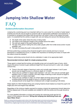 Advice on jumping in to swimming pools