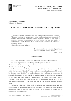 HOW ARE CONCEPTS OF INFINITY ACQUIRED?