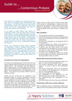 Guide to... ...Contentious Probate