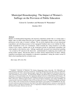 Municipal Housekeeping: The Impact of Women`s Suffrage on the