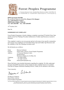 FPP complaint on GAR to RSPO