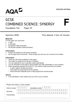 GCSE Synergy Specimen question paper Paper 2