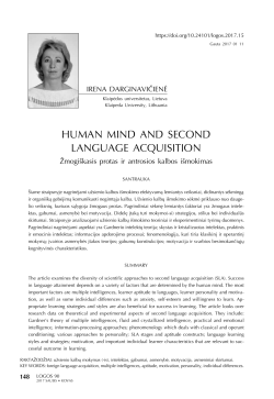 HUMAN MIND AND sECoND LANGUAGE ACQUIsItIoN